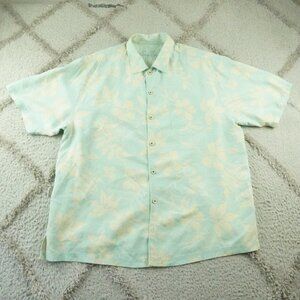 Tommy Bahama Hawaiian Button Up Shirt Mens XL Floral Tropical 100% Silk FLAW